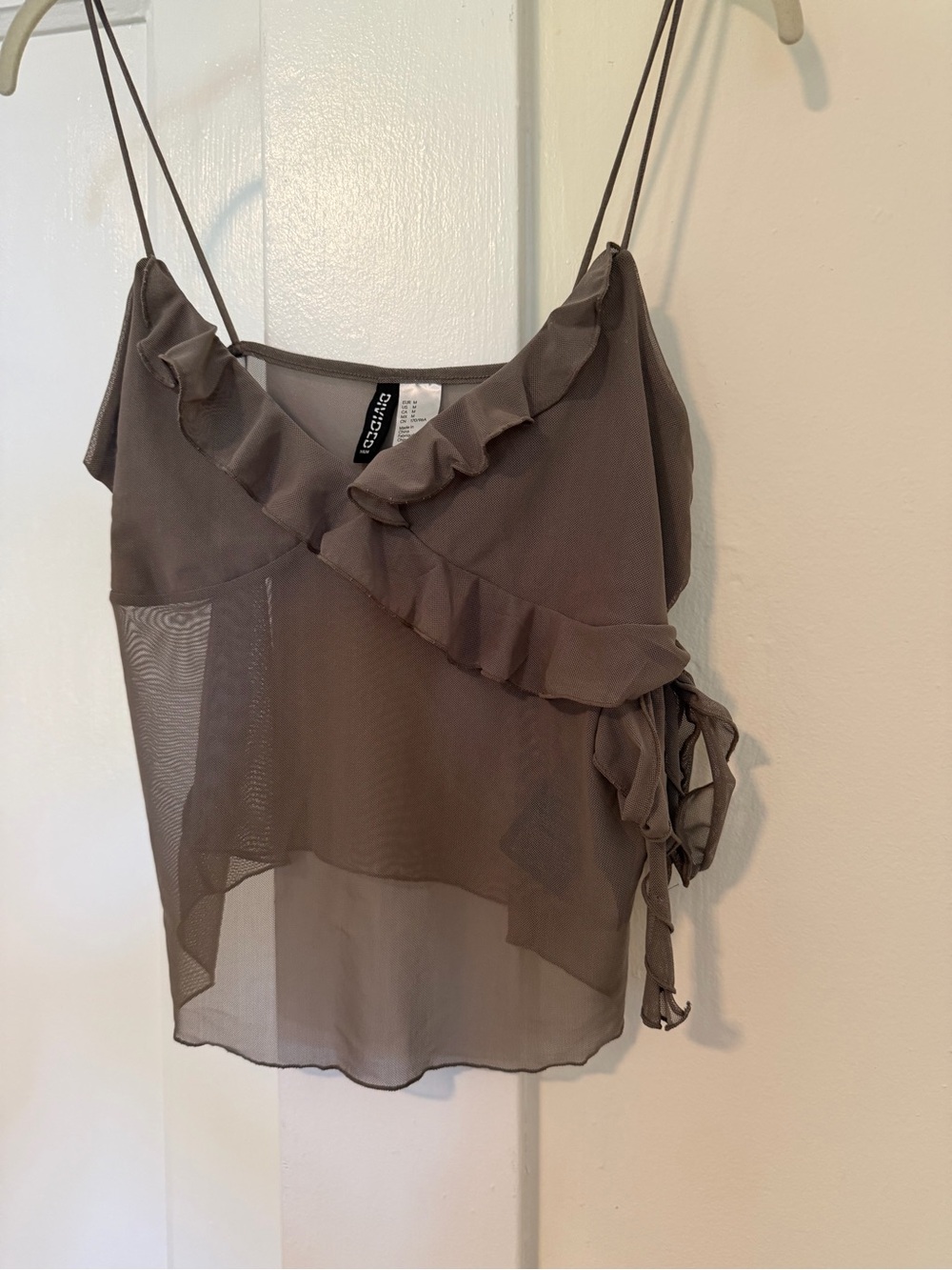 H&M Divided Brown Ruffle Wrap Spaghetti Strap Cami - Picture 2 of 6